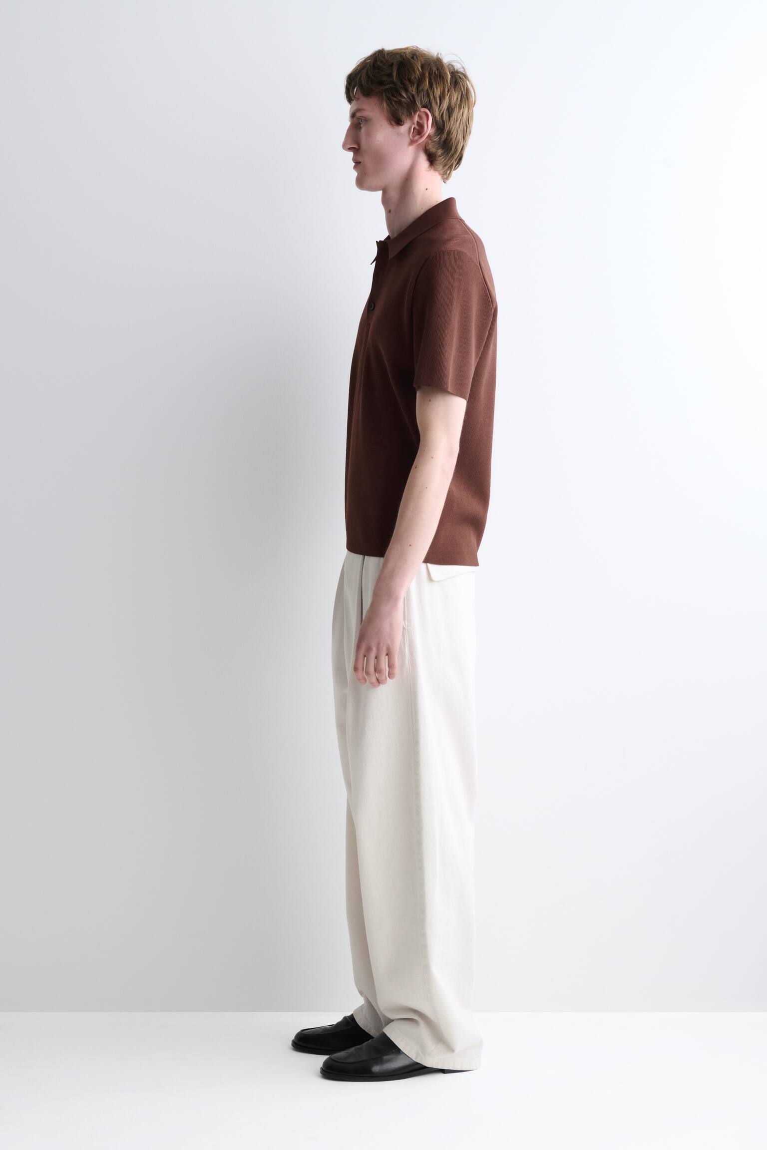 POLO SLIM EN MAILLE BOUCLÉE CÔTELÉE - ROUILLE/SAUGE - 6