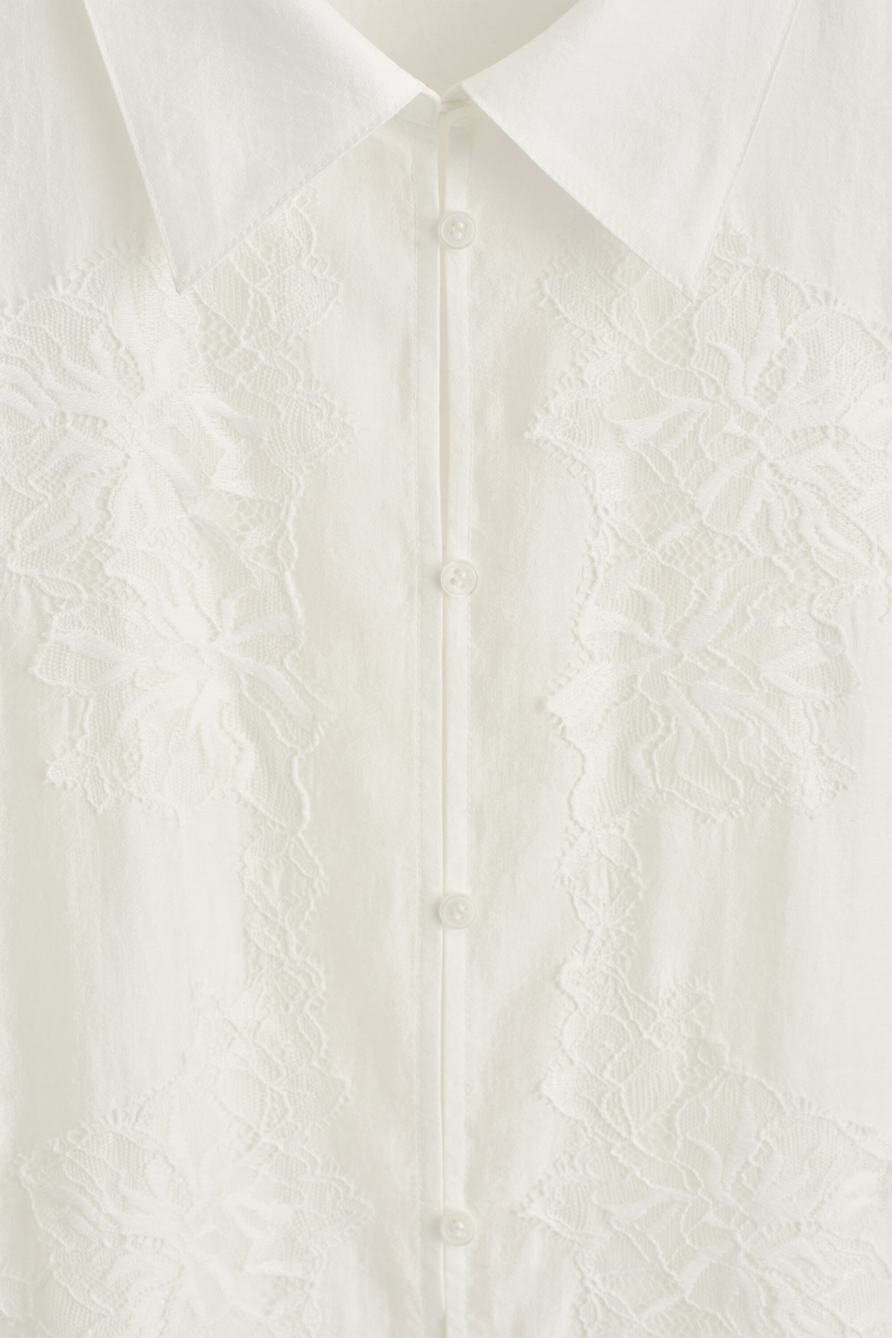FLUID LACE-DETAIL SHIRT — IVORY