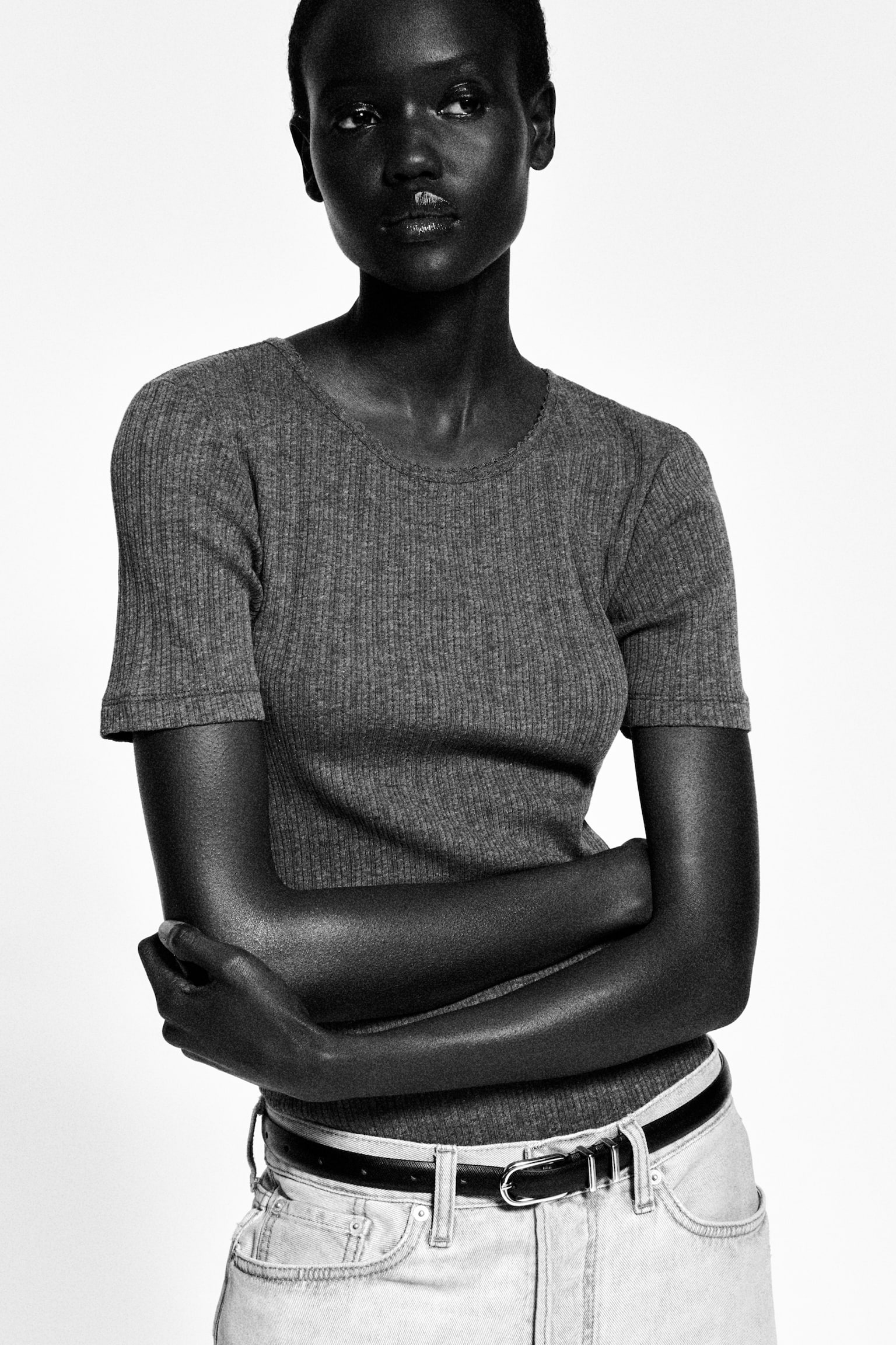 TRICOU DIN PUNCTE ÎMPLETITE - CARBON/IVORY - 8