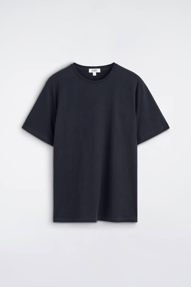 KATOENEN T-SHIRT MET RONDE HALS - MARINEBLAUW/ZWART/WIT - 1