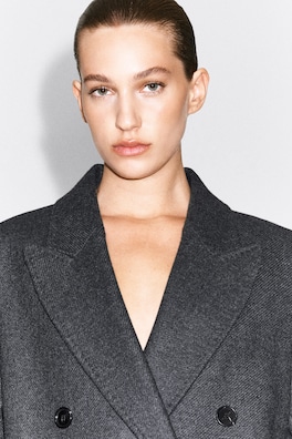 TAILORED WOOL-BLEND DOUBLE-BREASTED COAT — GRAY 5