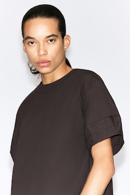 PINTUCKED COTTON BLOUSE — BROWN 6