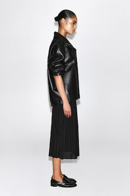 PLEATED JACQUARD MIDI SKIRT — BLACK 4