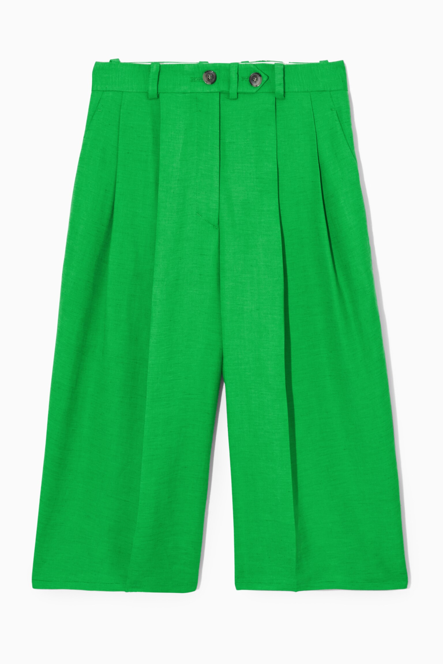 TAILORED LINEN-BLEND BERMUDA SHORTS - BRIGHT GREEN