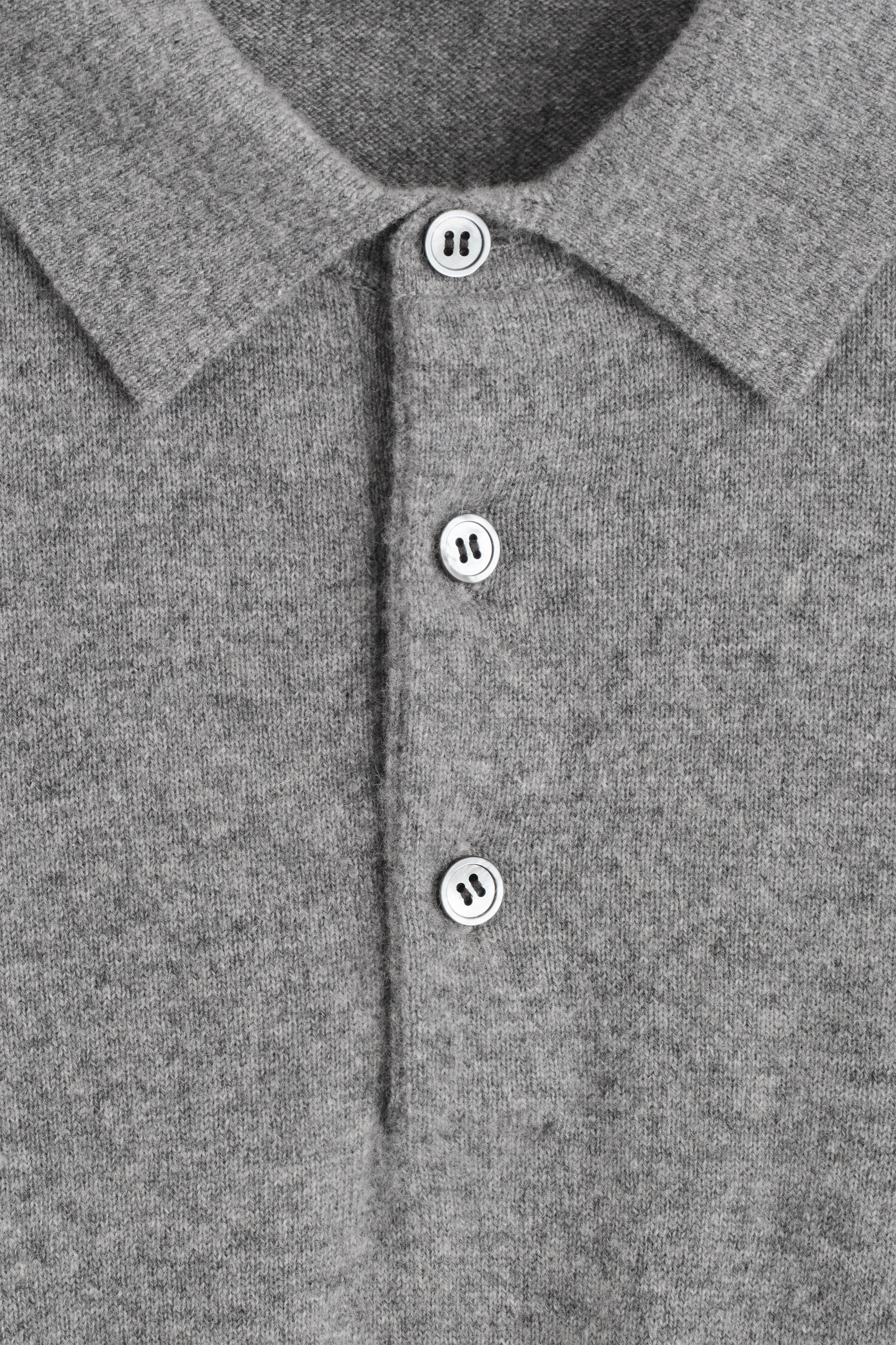 SEAMLESS CASHMERE POLO SHIRT - GREY MÉLANGE | COS