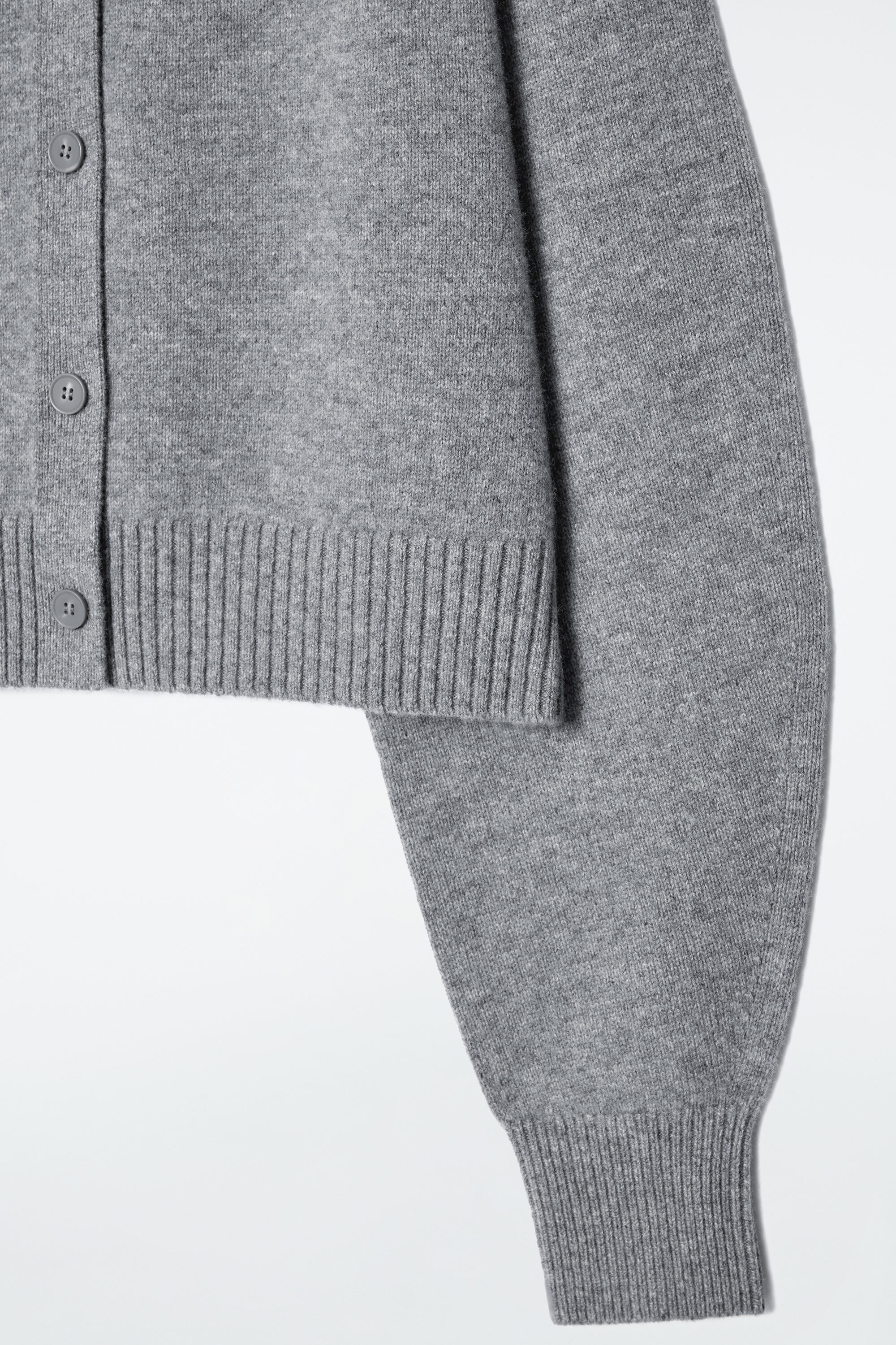 CROPPED WOOL CARDIGAN - GRAY MÉLANGE | COS