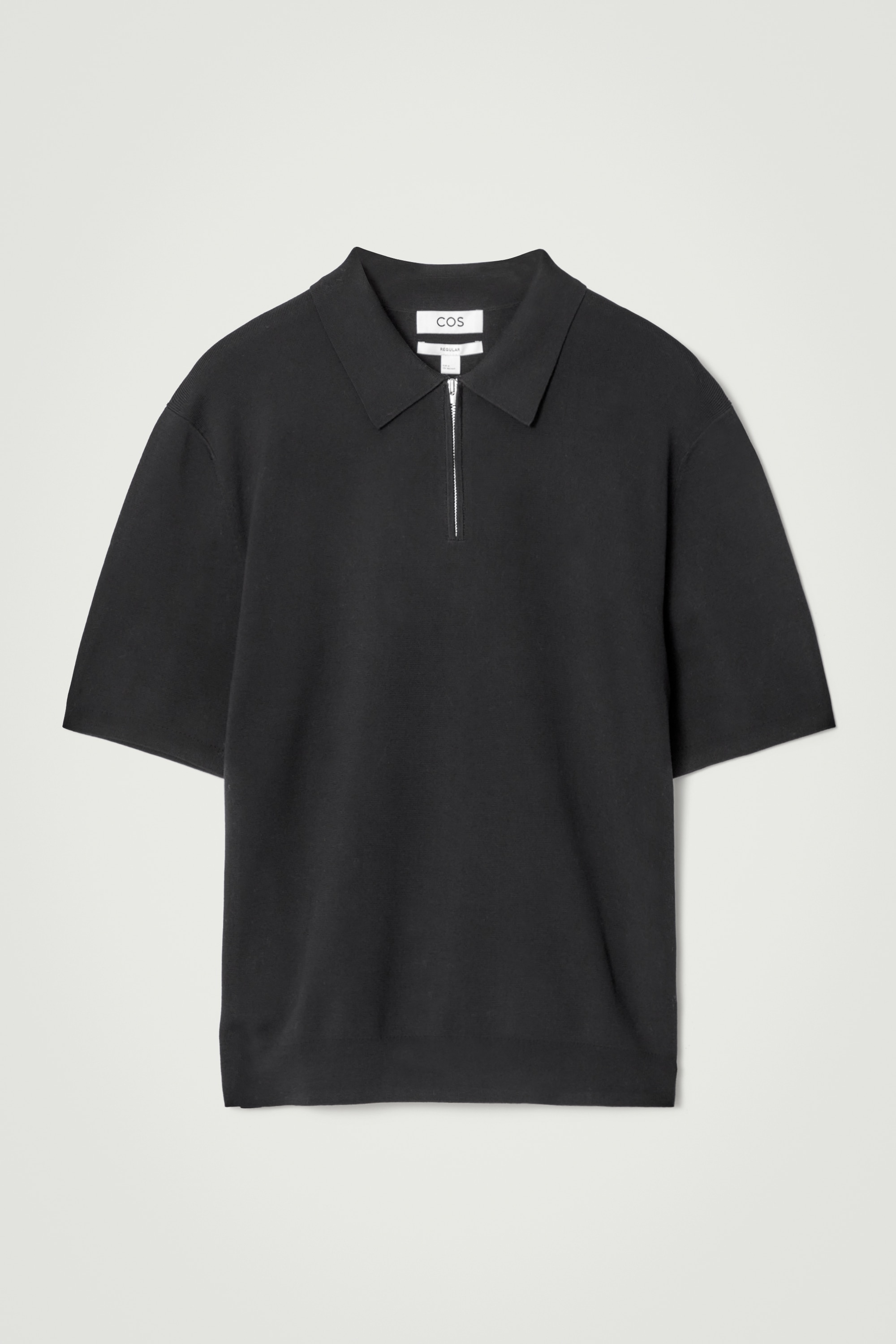 REGULAR KNITTED HALF-ZIP POLO SHIRT - BLACK/GREEN