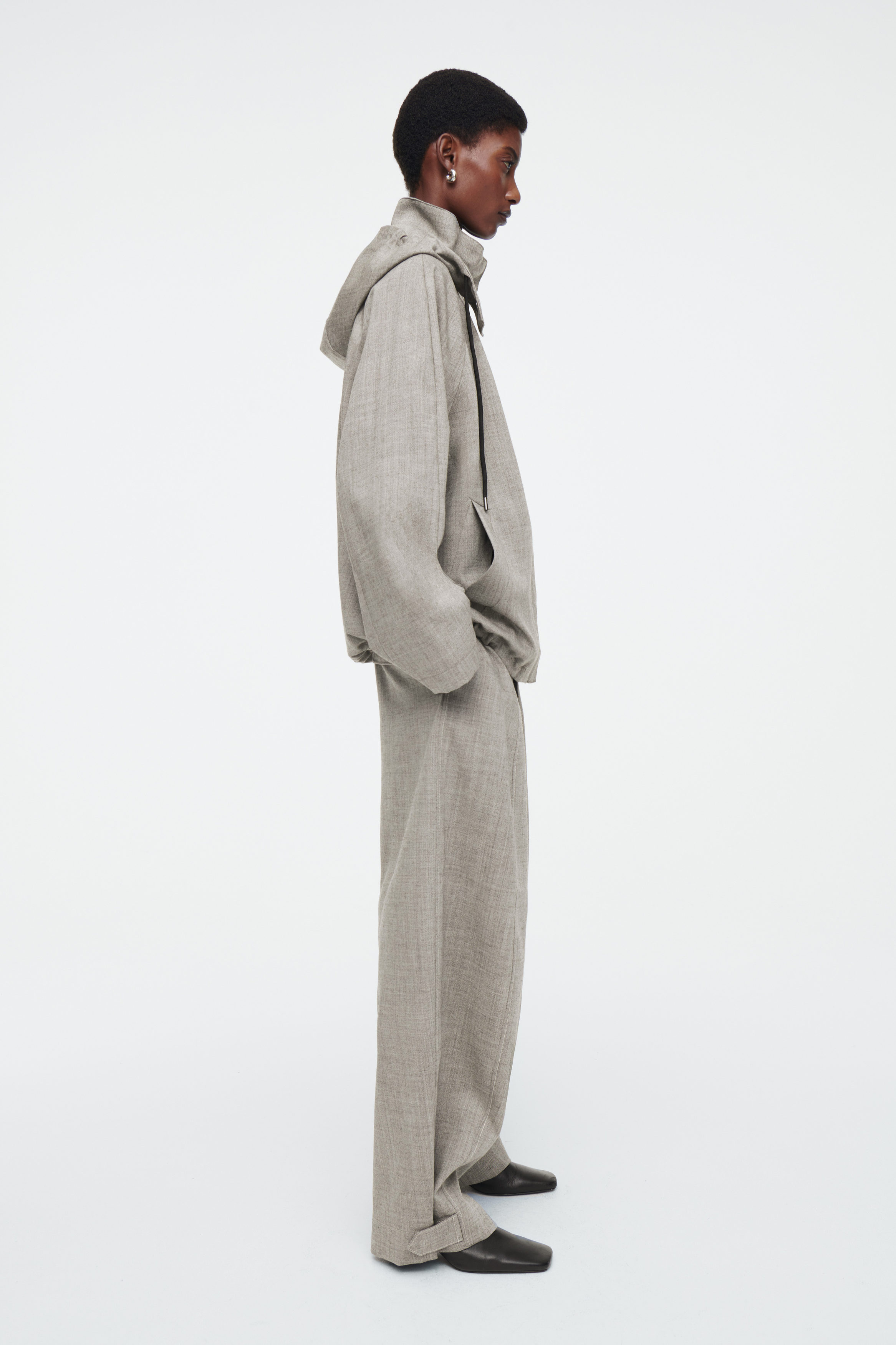 HOODED WOOL UTILITY JACKET - GRAY MÉLANGE | COS