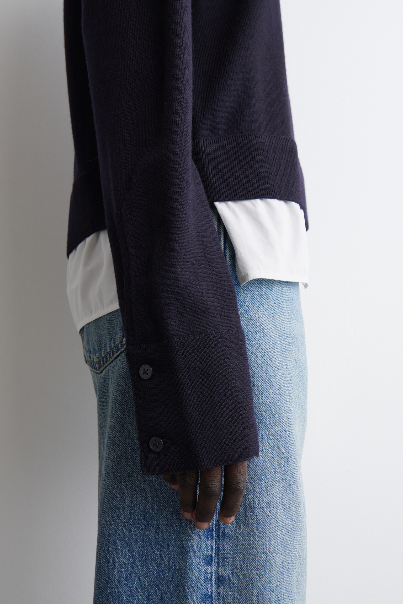 LAYERED MERINO WOOL JUMPER - NAVY - 4