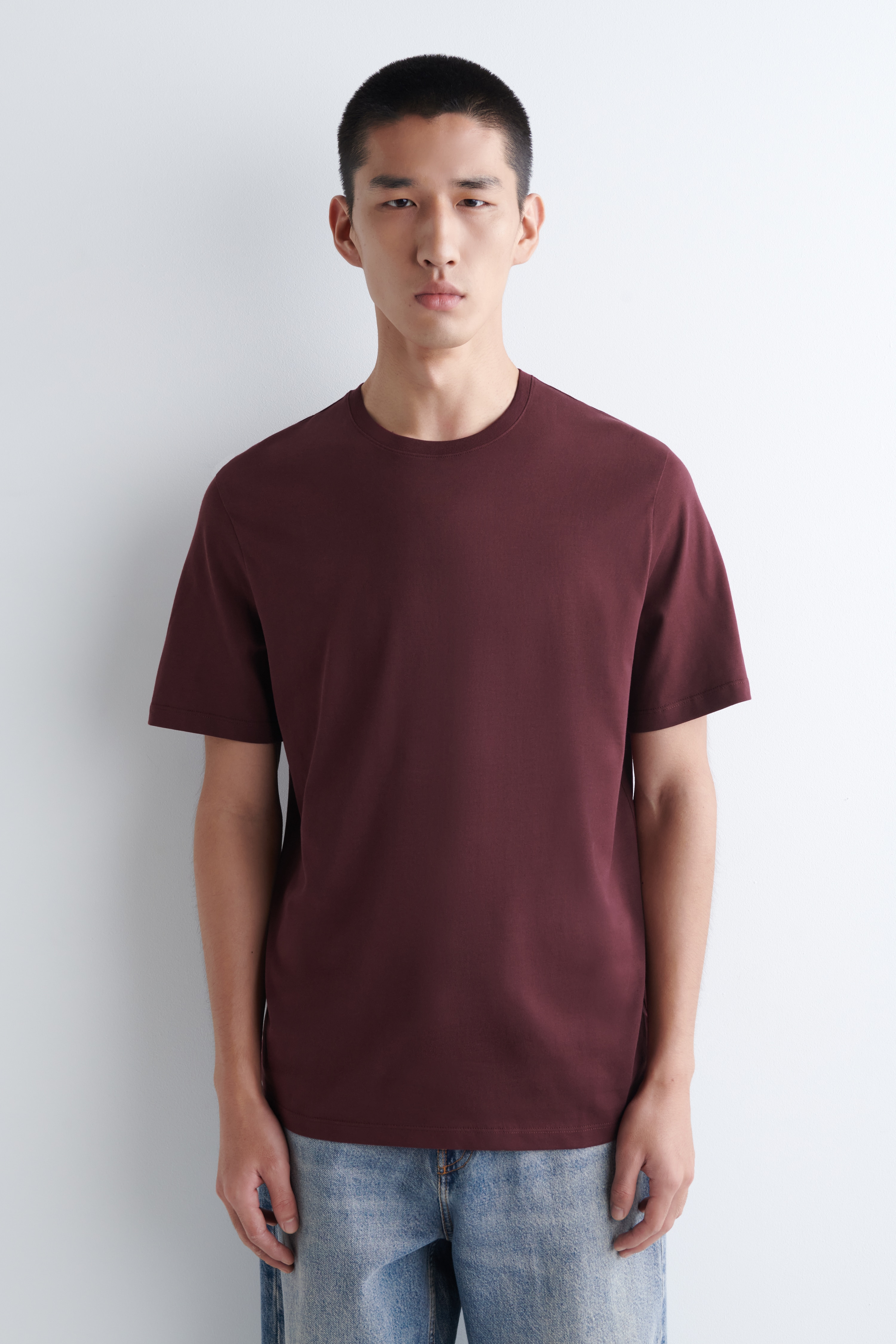 LOT DE 3 T-SHIRTS À COL ROND EN COTON - MARINE / ROUGE FONCÉ / VERT/BLANC/BLEU MARINE / BLANC / GRIS/NOIR