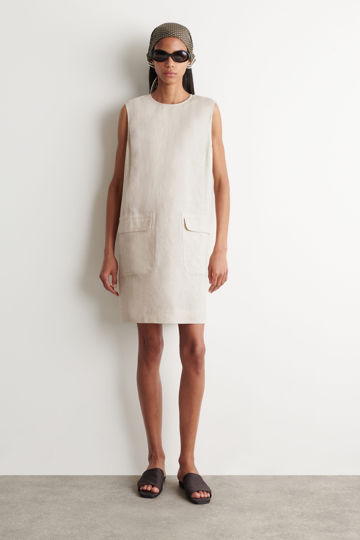 white christmas dresses Evita Cotton Shift Dress-Navy main image 1