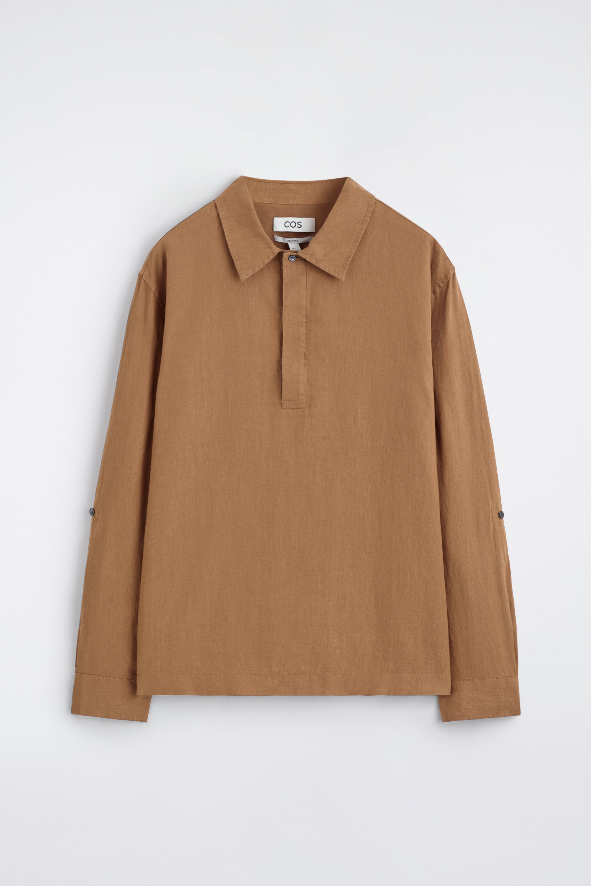 POPOVER-HEMD AUS LEINEN - BRAUN/SCHWARZ