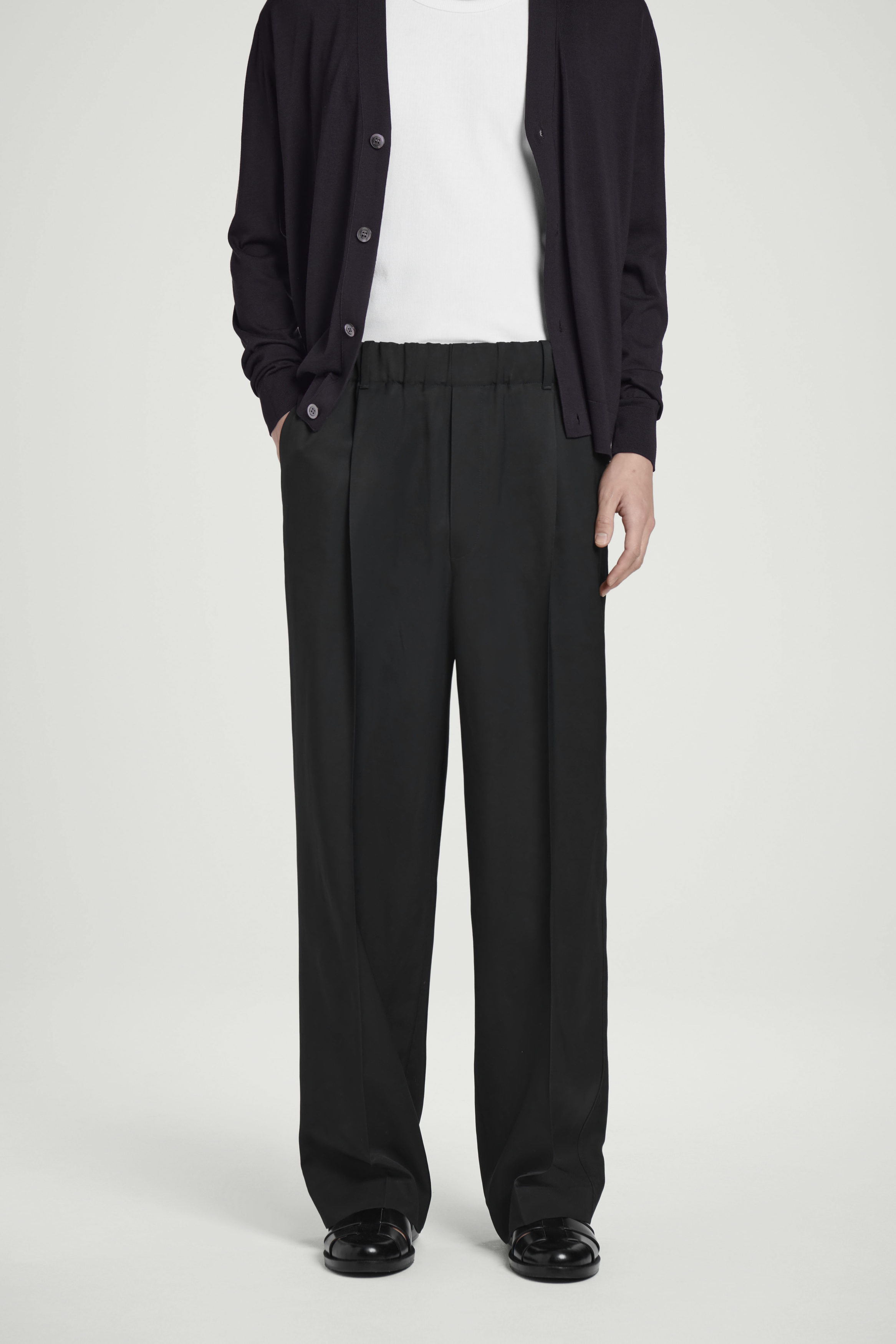everyone polyester twill slacks ennoy 黒 everyone polyester twill easy slacks (BLACK) | everyone