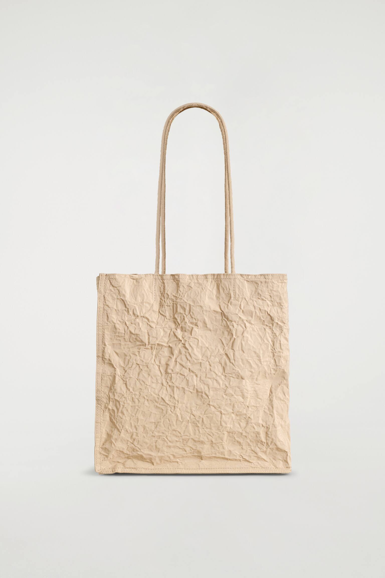 CRINKLED TOTE BAG - BEIGE - 2