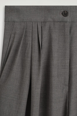PLEATED WOOL-BLEND TAPERED TROUSERS — GREY MÉLANGE 6