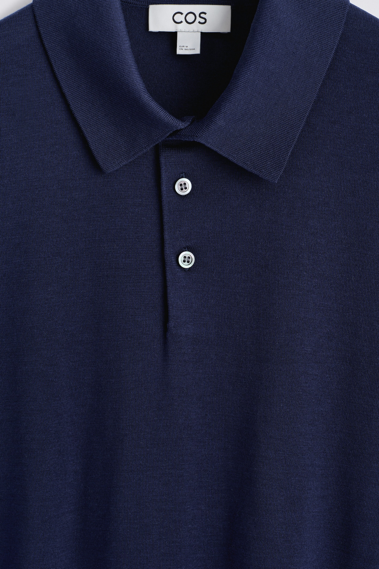 SLIM KNITTED SILK POLO SHIRT — BLUE