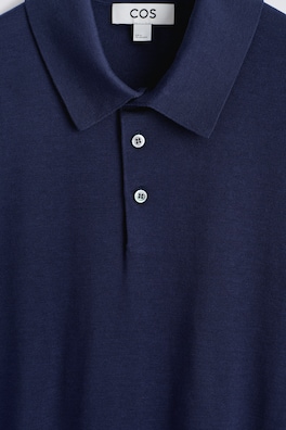 SLIM KNITTED SILK POLO SHIRT — BLUE 6
