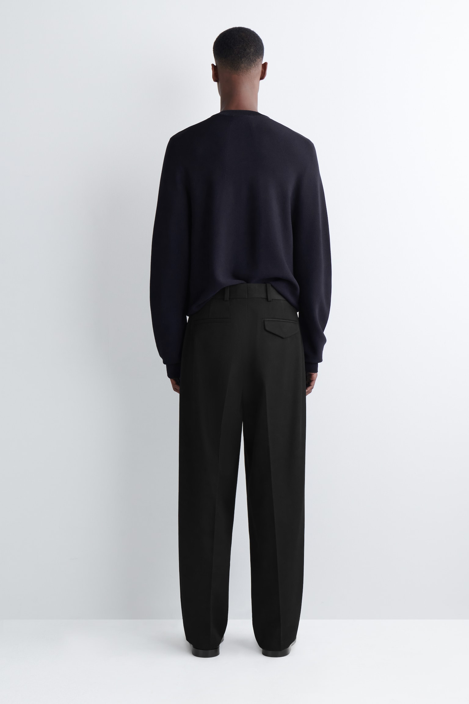 PANTALON DROIT EN LAINE MÉLANGÉE - NOIR/BRUN FONCÉ - 5