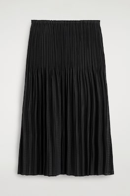 PLEATED JACQUARD MIDI SKIRT — BLACK 8