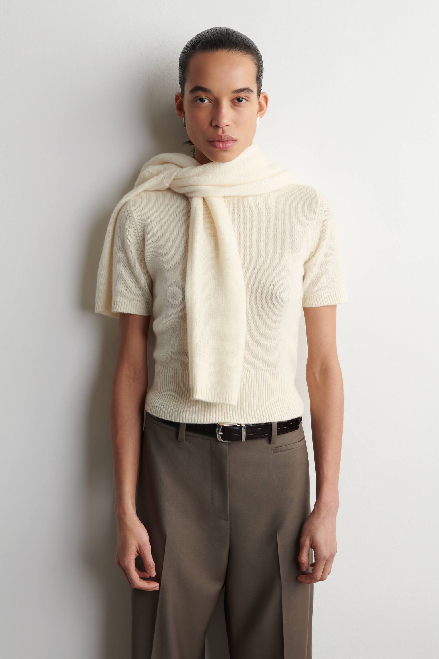 T-SHIRT IN CASHMERE - CREMA - 1