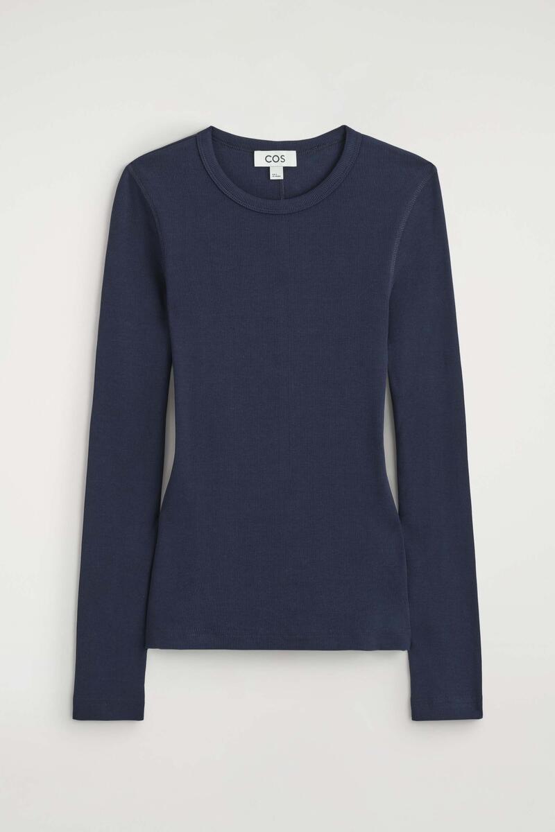 Slim Ribbed Cotton Long-Sleeved Top
