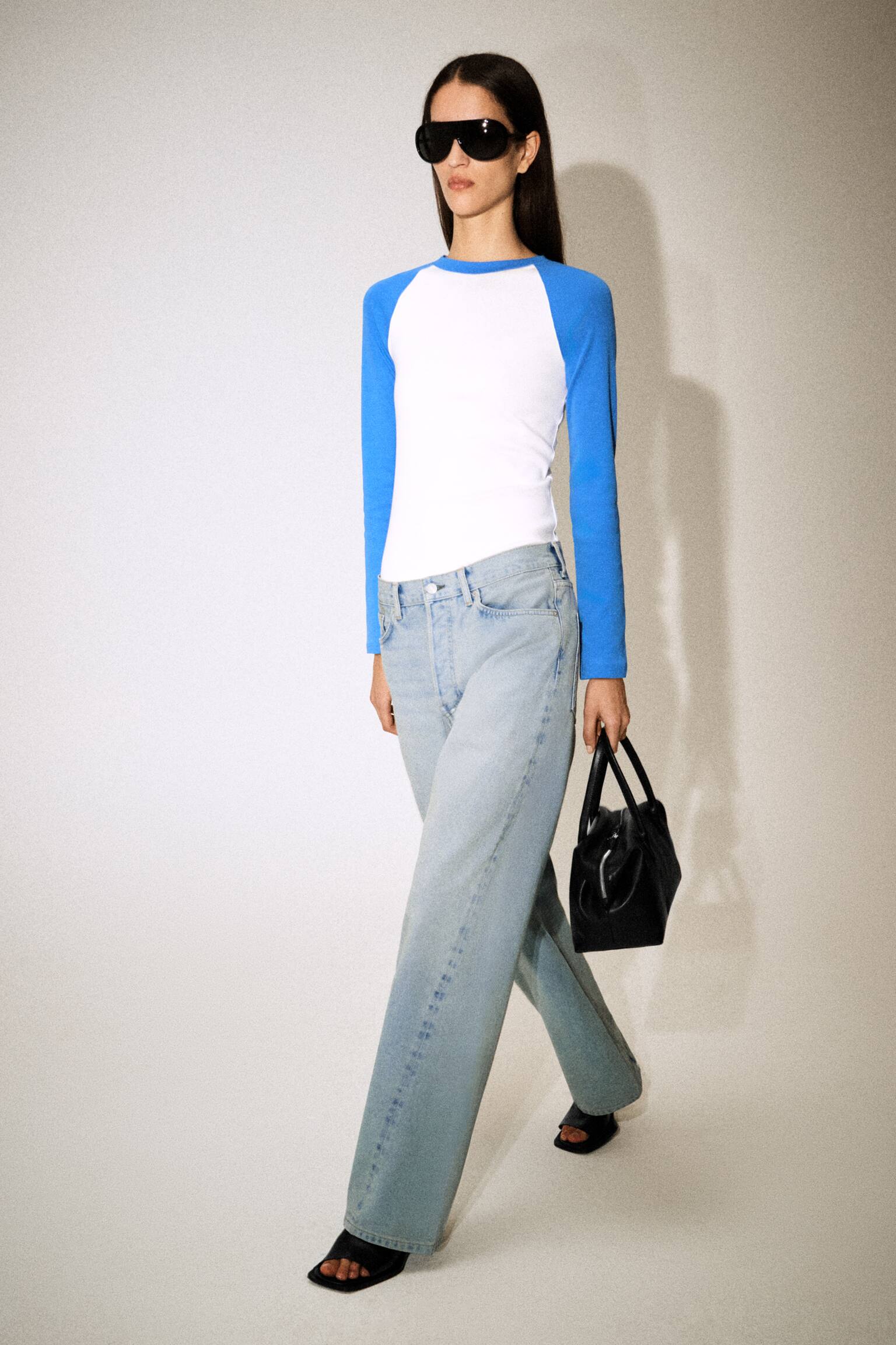 T-SHIRT CON MANICHE A CONTRASTO - BIANCO / BLU/BIANCO / MARRONE - 3