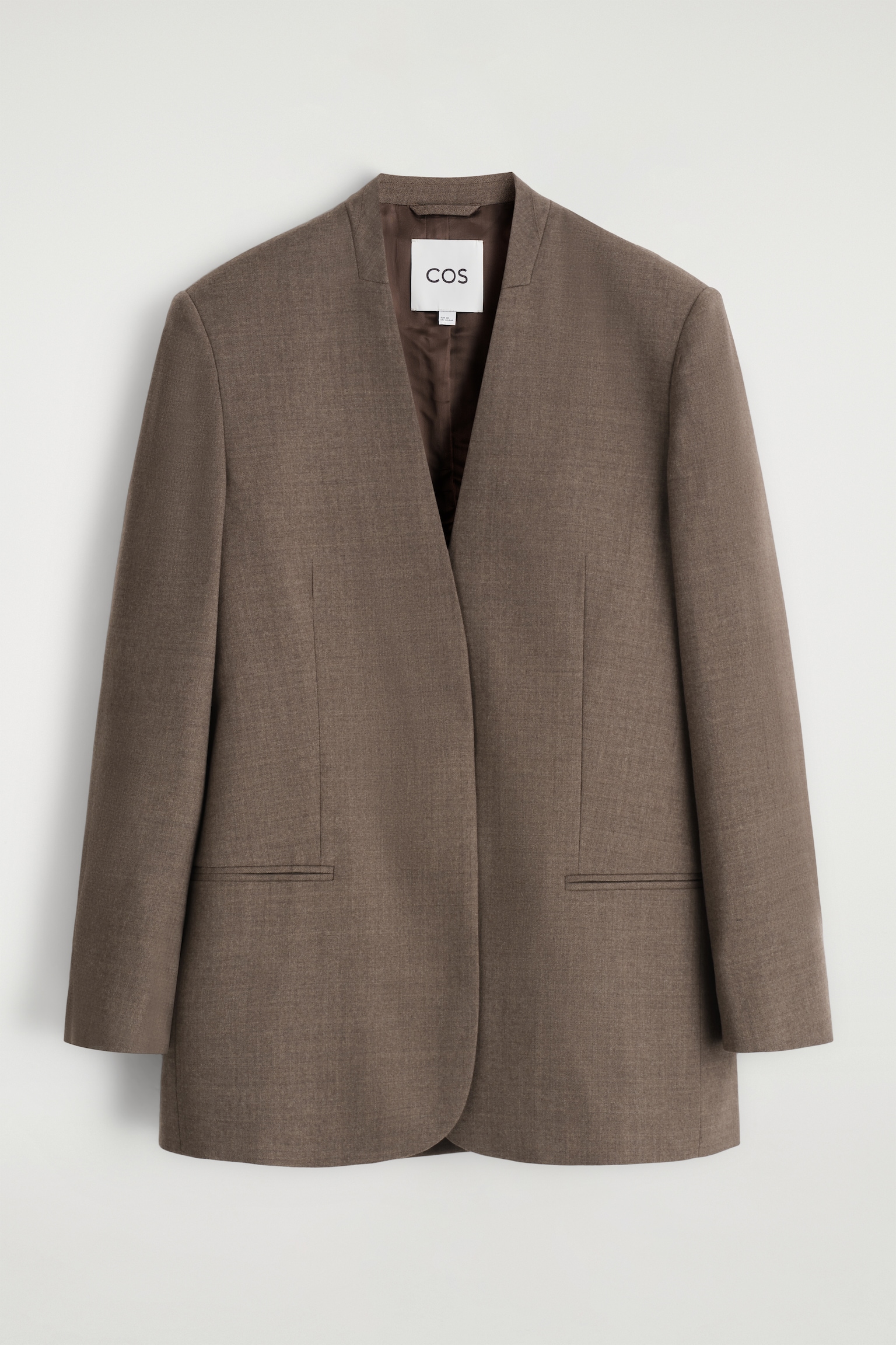 BLAZER SIN CUELLO EN MEZCLA DE LANA - GRIS