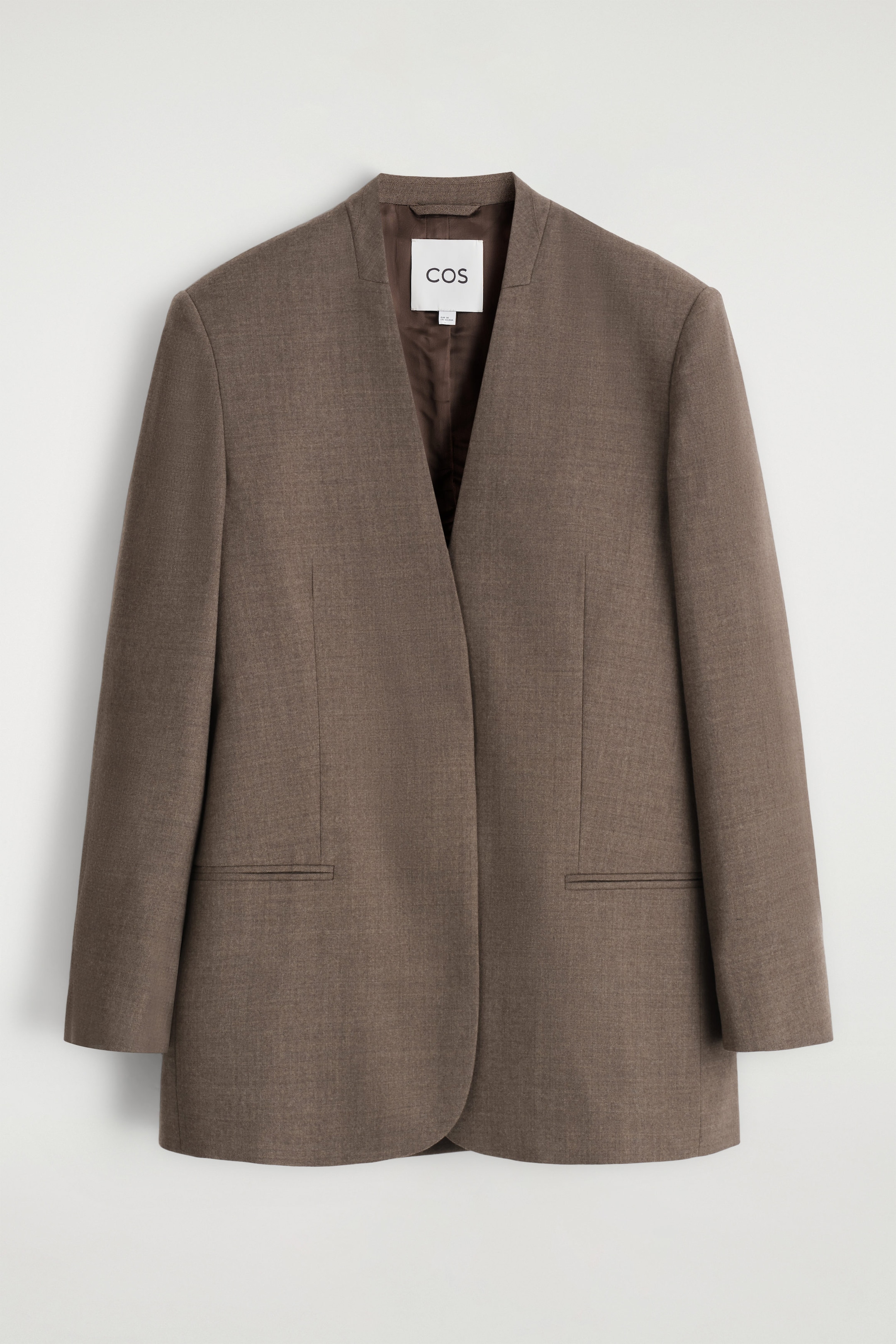 COLLARLESS WOOL-BLEND BLAZER