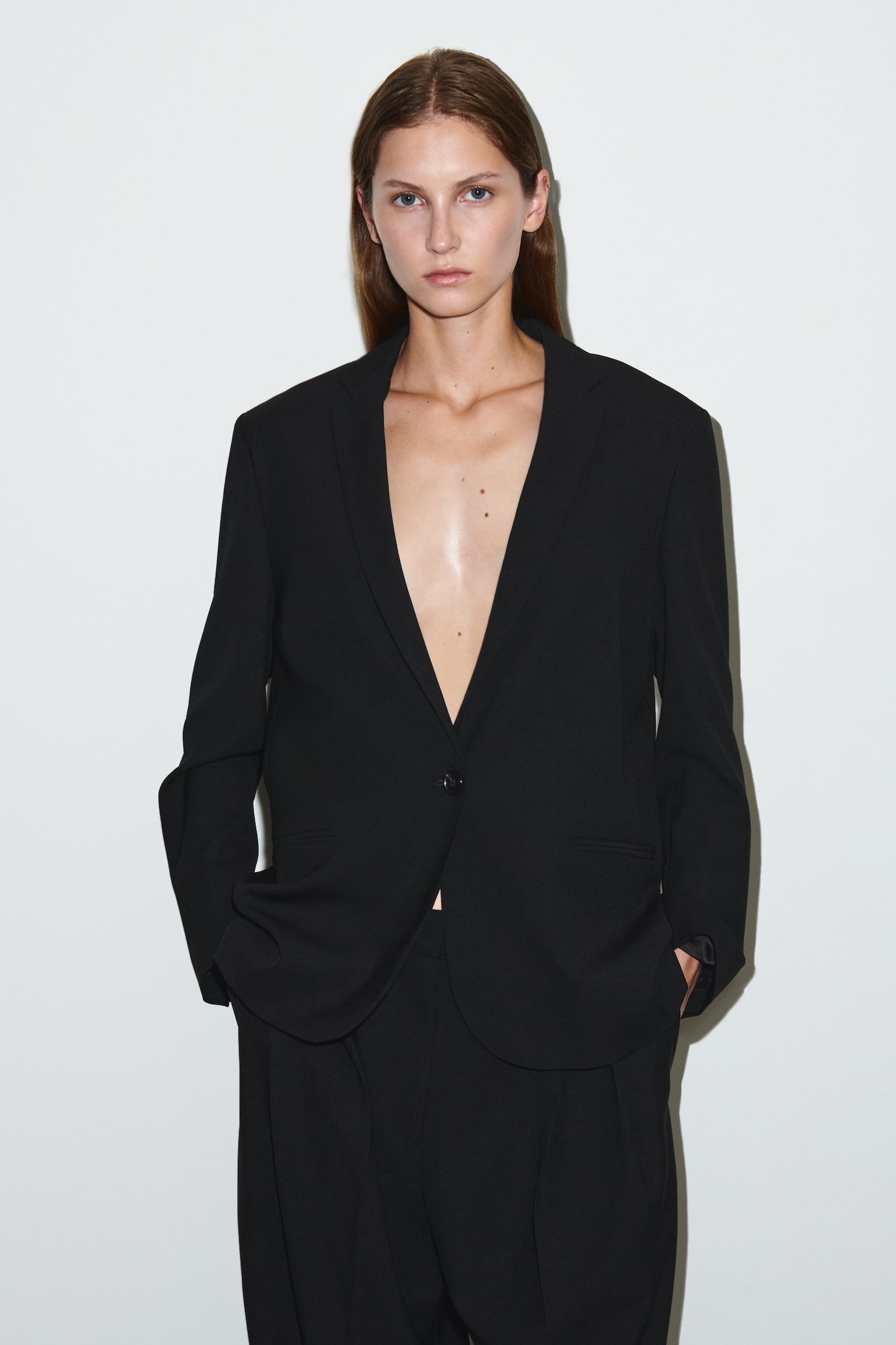 BLAZER IN MISTO LANA MERINO - NERO/MARRONE