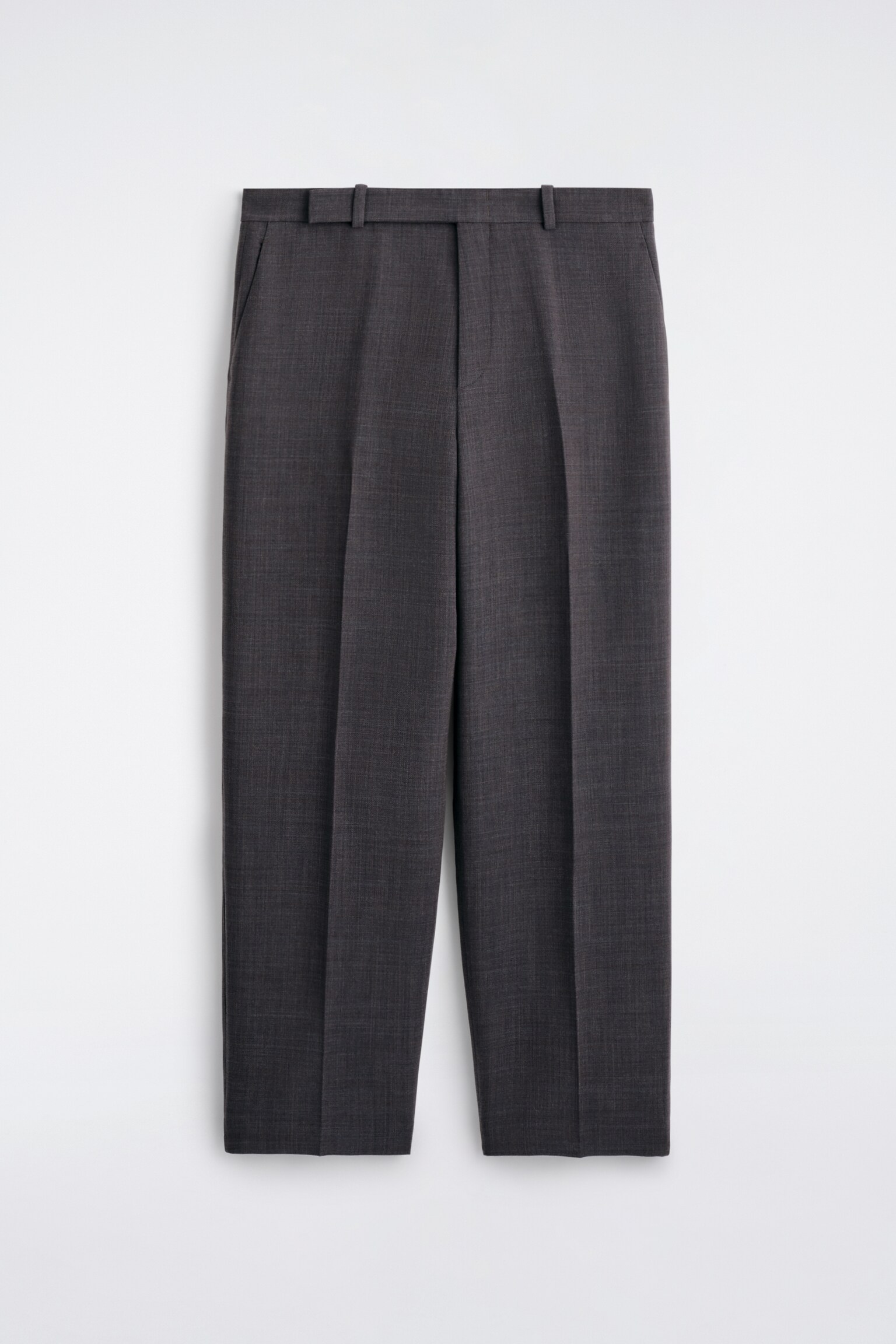 PANTALON DROIT EN LAINE MÉLANGÉE - BRUN FONCÉ/NOIR - 2