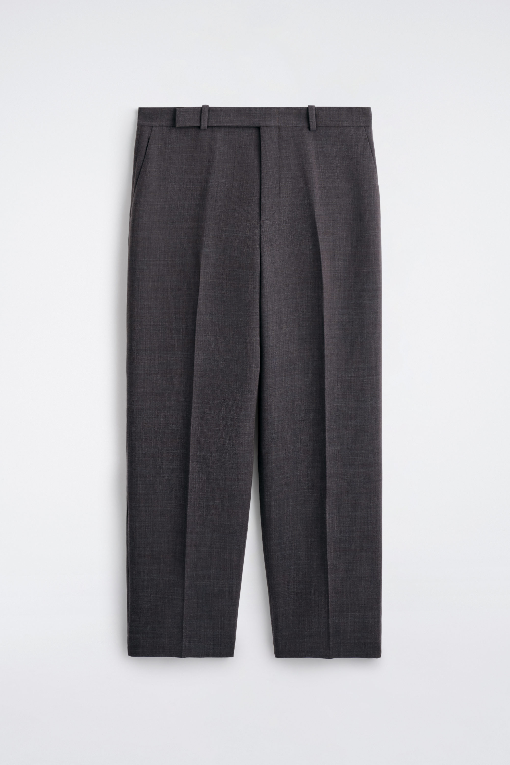 WOOL-BLEND STRAIGHT-LEG TROUSERS - DARK BROWN | COS