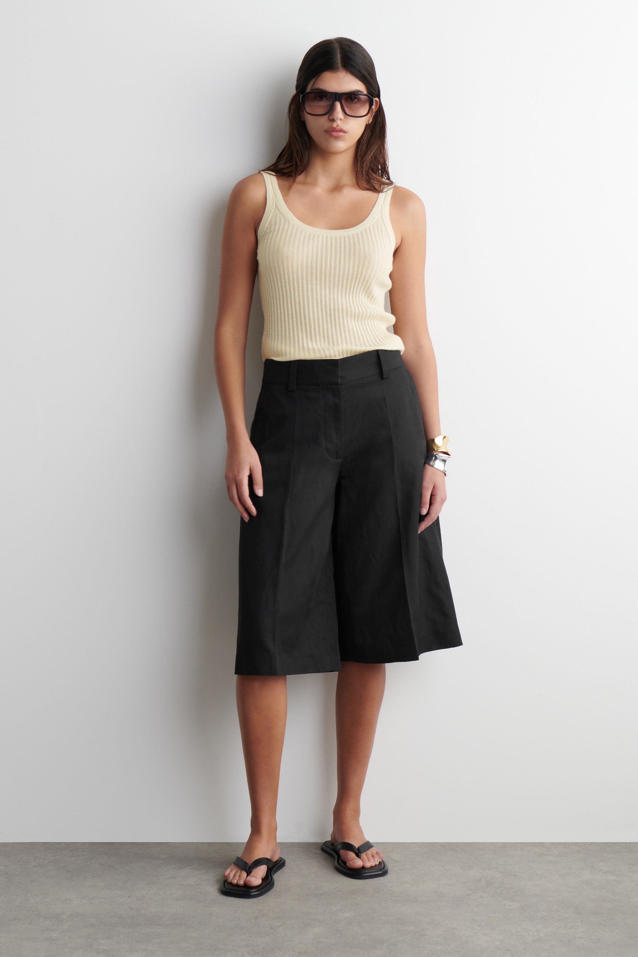 Grotere afbeelding bekijken: GERIBDE KASJMIR-ZIJDE TANKTOP - BOTERMELK - DAMES | H&M BE 3