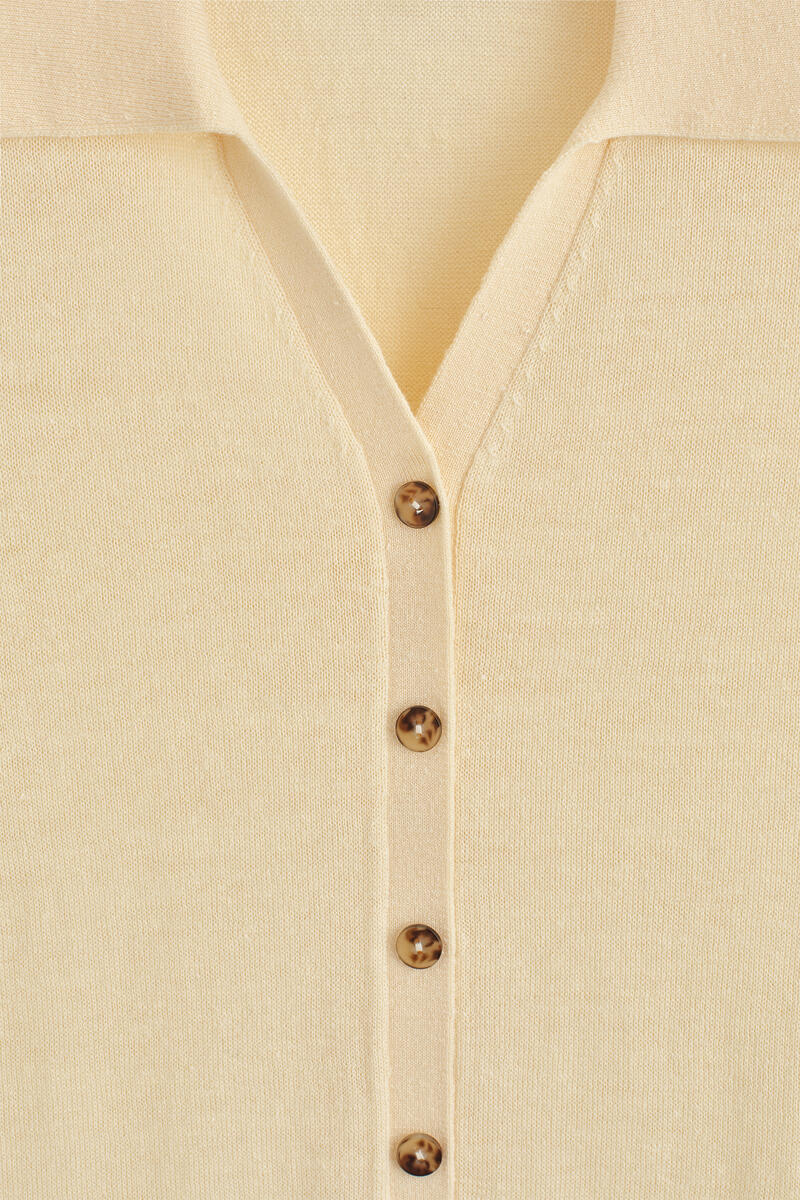 COS Knitted Linen-Merino Short-Sleeved Shirt In Yellow Women's Extra Large