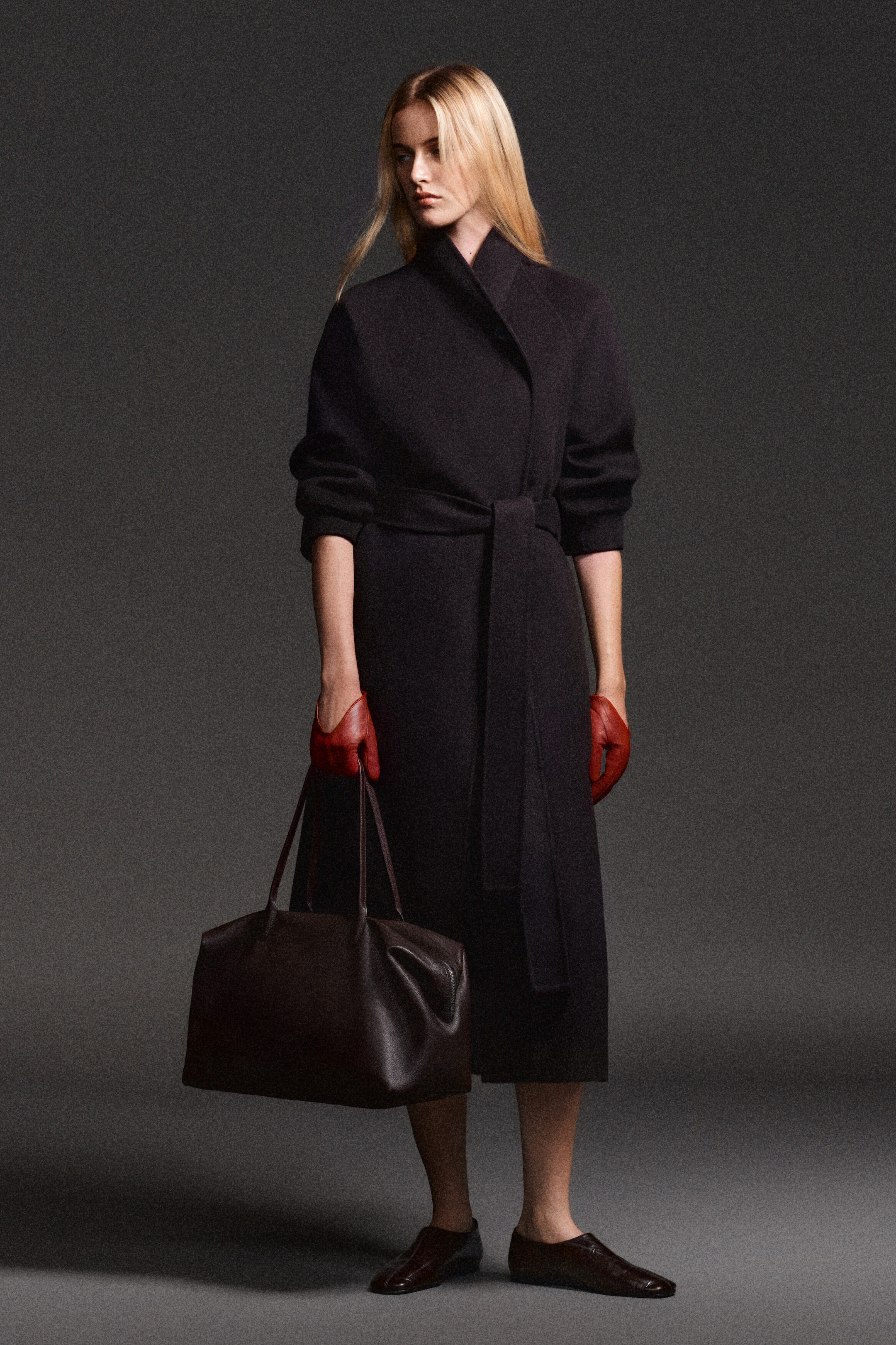 SHAWL-COLLAR DOUBLE-FACED WOOL LONG COAT