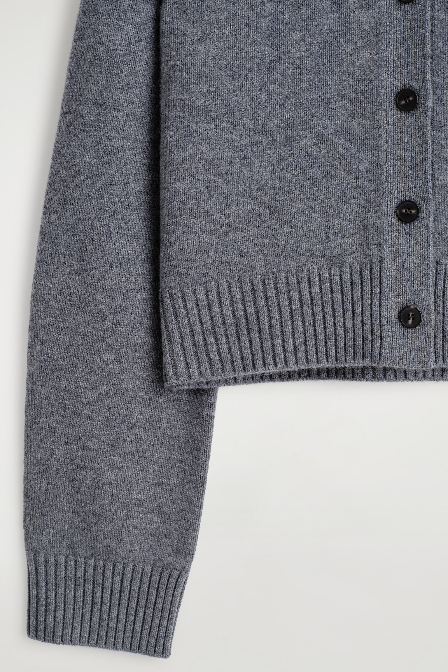 COLLARED MERINO WOOL CARDIGAN - GREY MÉLANGE/NAVY - 4