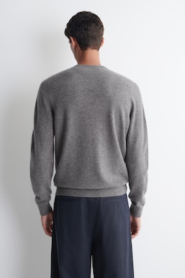 PURE CASHMERE CREW-NECK SWEATER — GRAY MÉLANGE 5