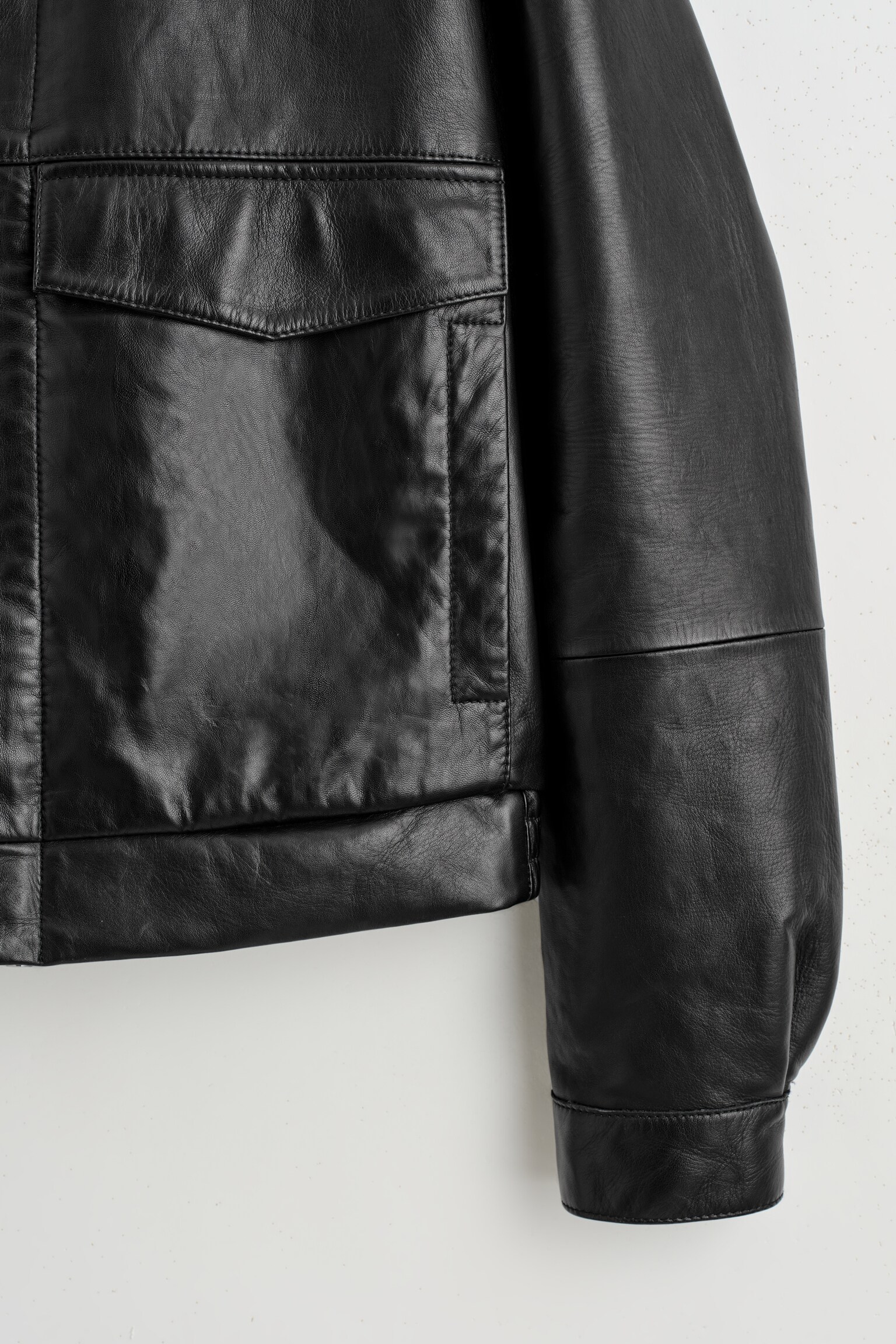 LEATHER BLOUSON JACKET - BLACK - 4