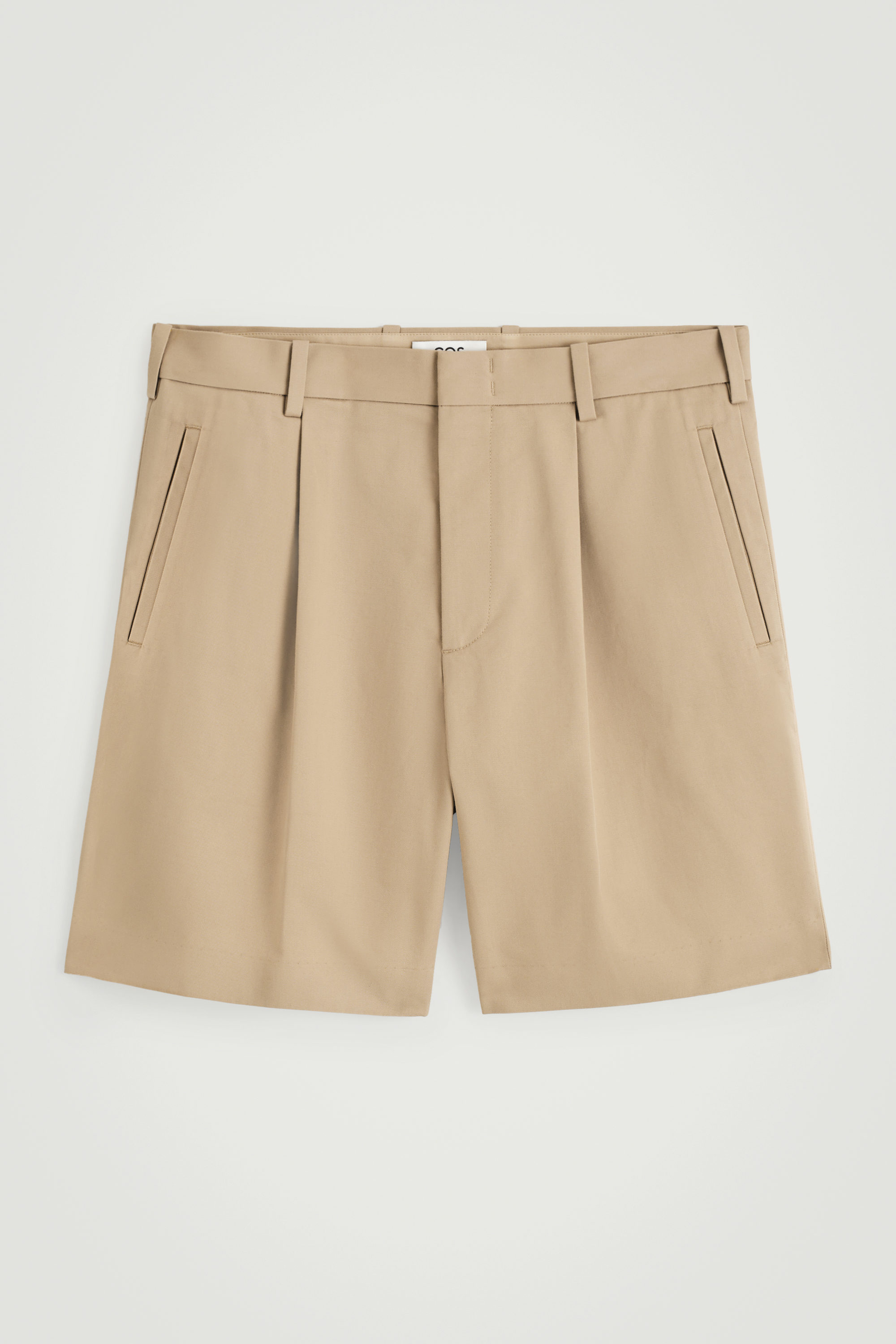 ELASTICATED COTTON-BLEND SHORTS - BEIGE | COS