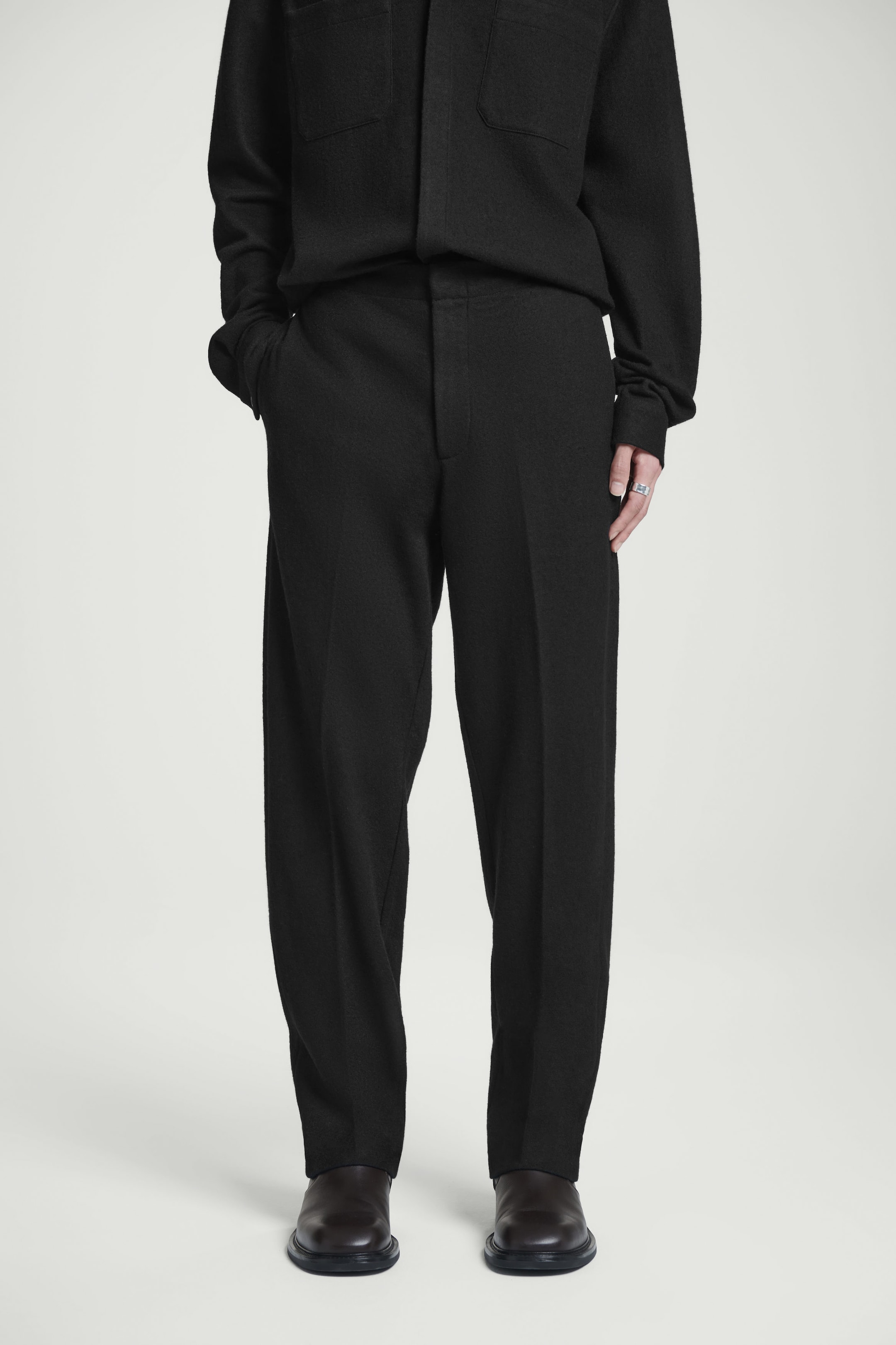 ELASTICATED WOOL TROUSERS