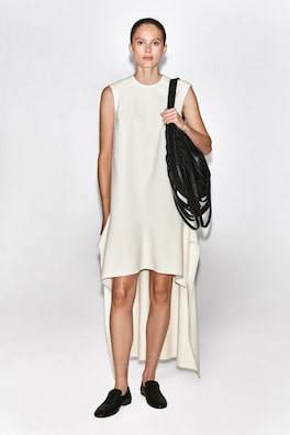 DROPPED-WAIST DOUBLE-FACED WOOL DRESS — OYSTER 2
