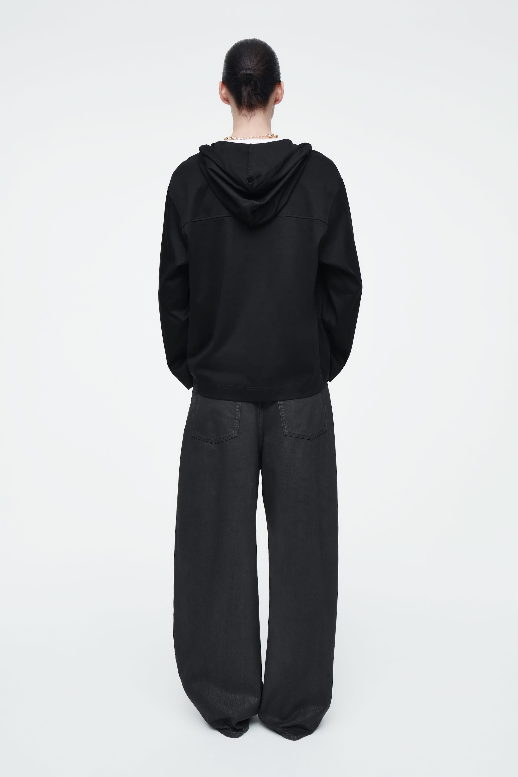 BUTTONED LIGHTWEIGHT JERSEY HOODIE