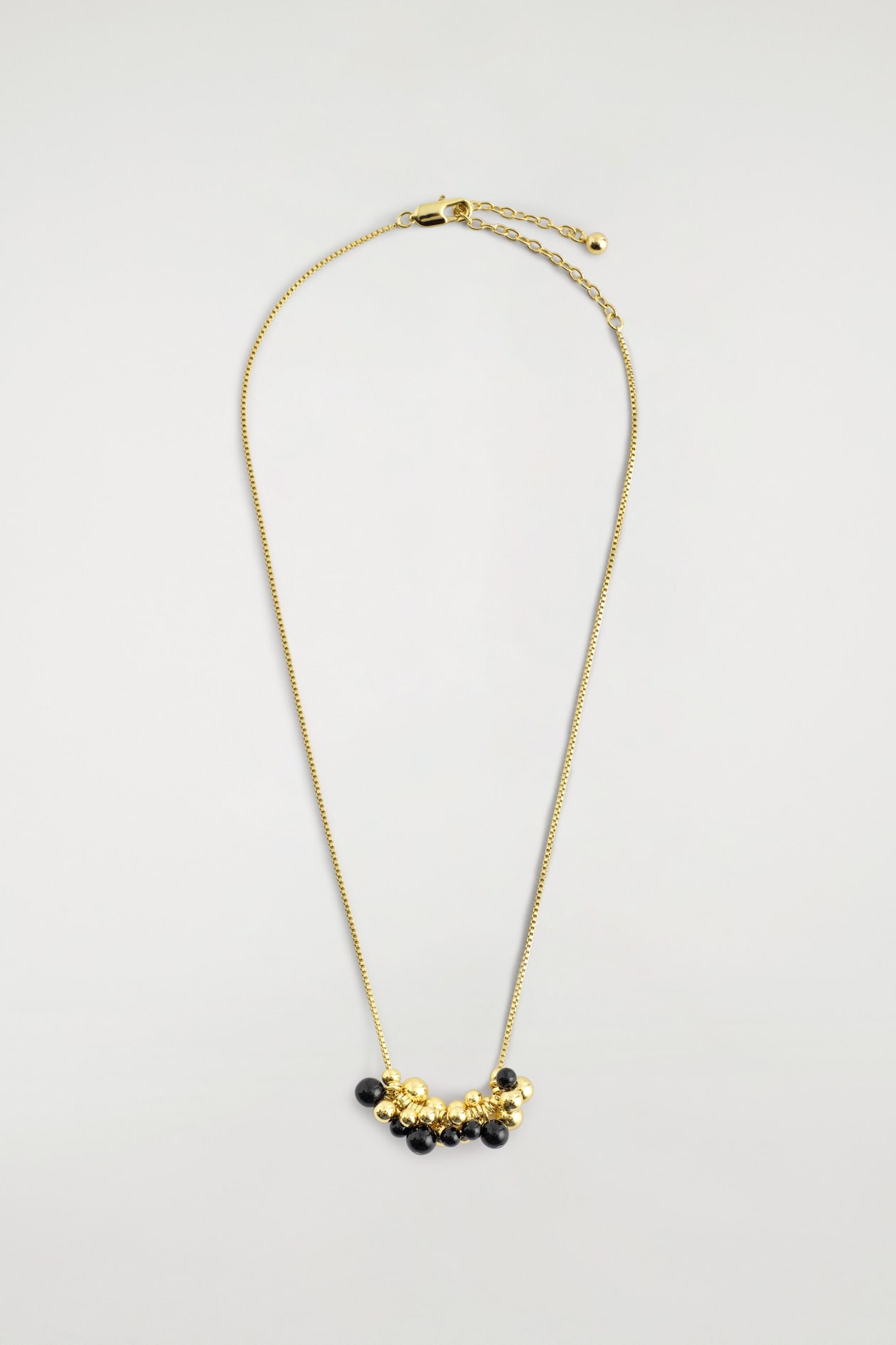 CLUSTERED BEADED NECKLACE — GOLD