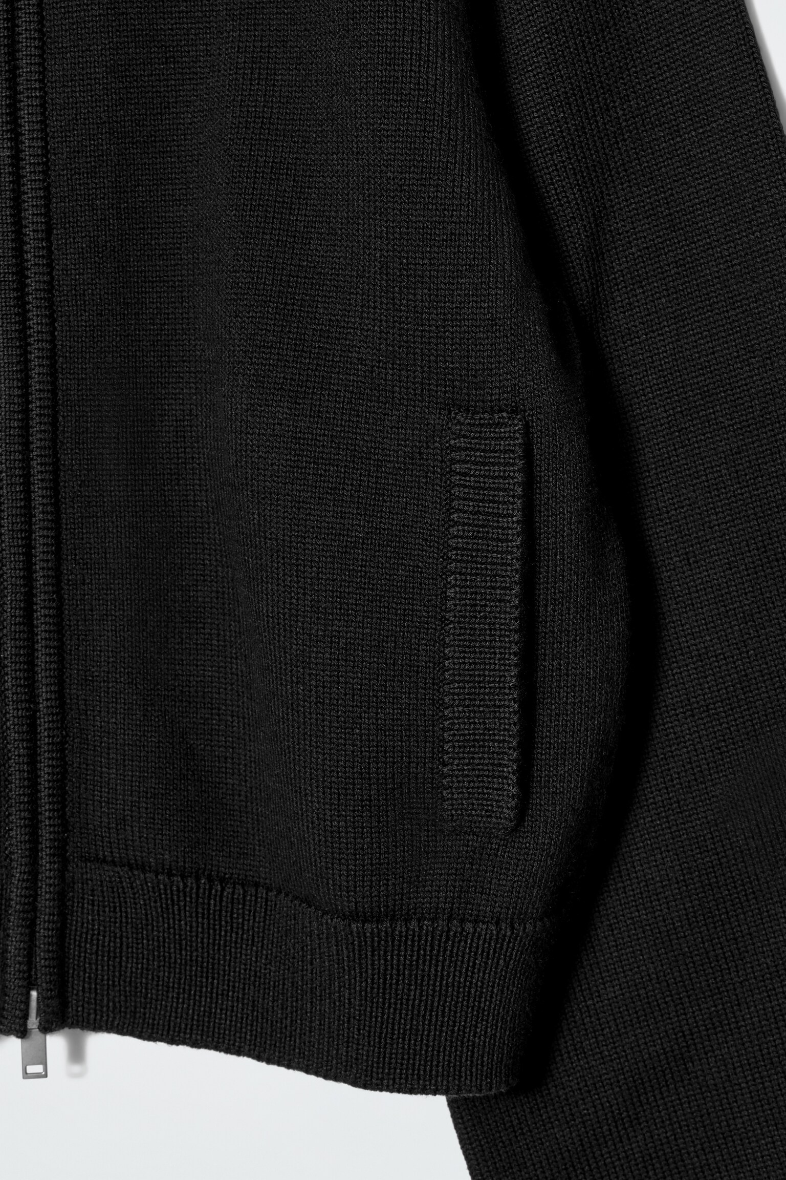 VESTE AVEC FINITIONS EN MAILLE POINTELLE EN LAINE - NOIR - 3