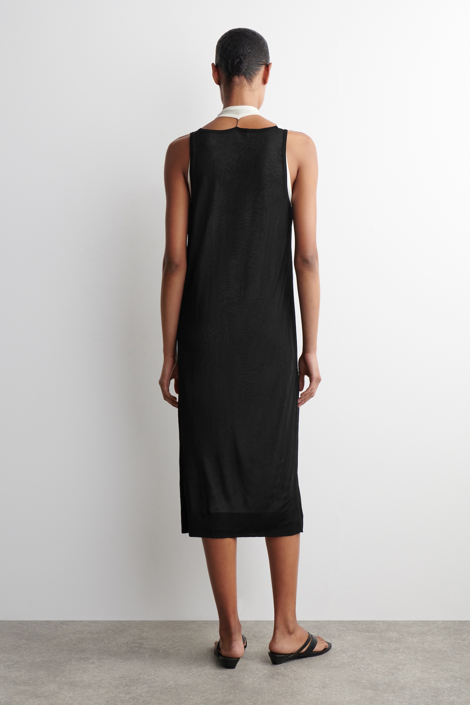 VESTIDO SUPERPUESTO DE PUNTO - NEGRO/BLANCO - 5