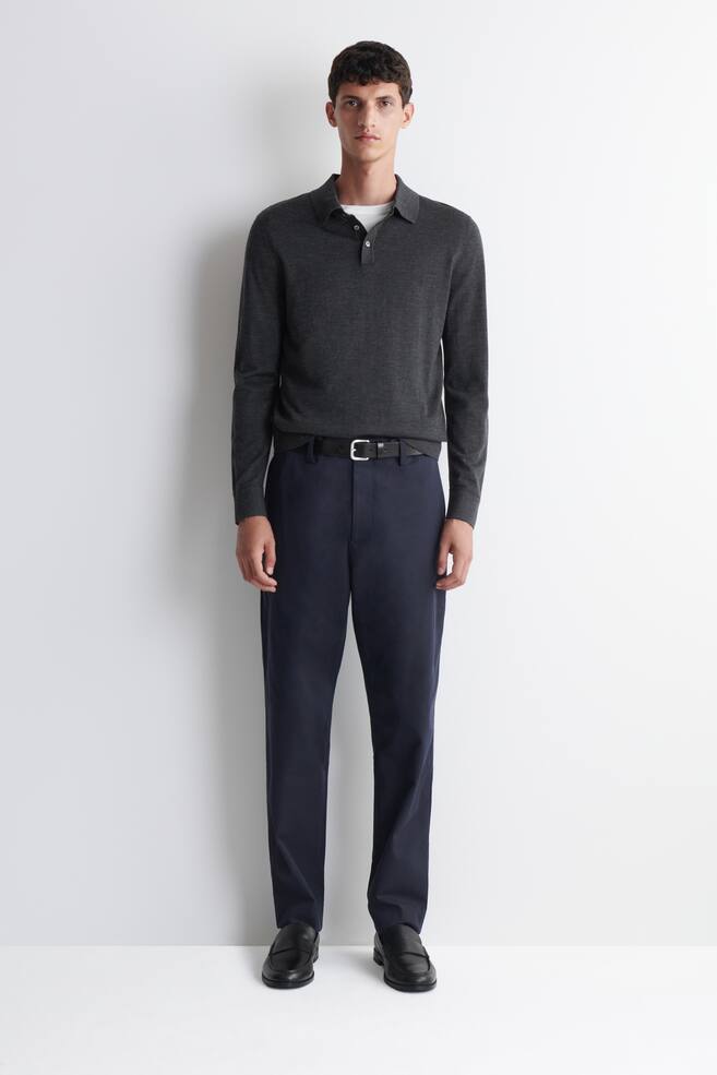 PANTALÓN STRAIGHT LEG SLIM FIT MEZCLA ALGODÓN - AZUL MARINO/NEGRO - 1