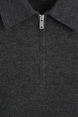 MERINO WOOL ZIP-UP POLO SHIRT — CHARCOAL 6