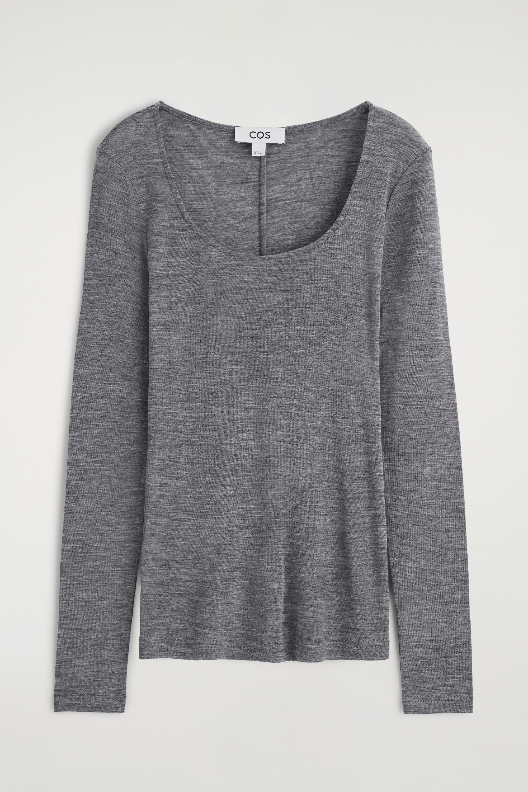 TOP DE LÃ MERINO COM GOLA REDONDA - CINZA MESCLA/PRETO/castanho claro mélange