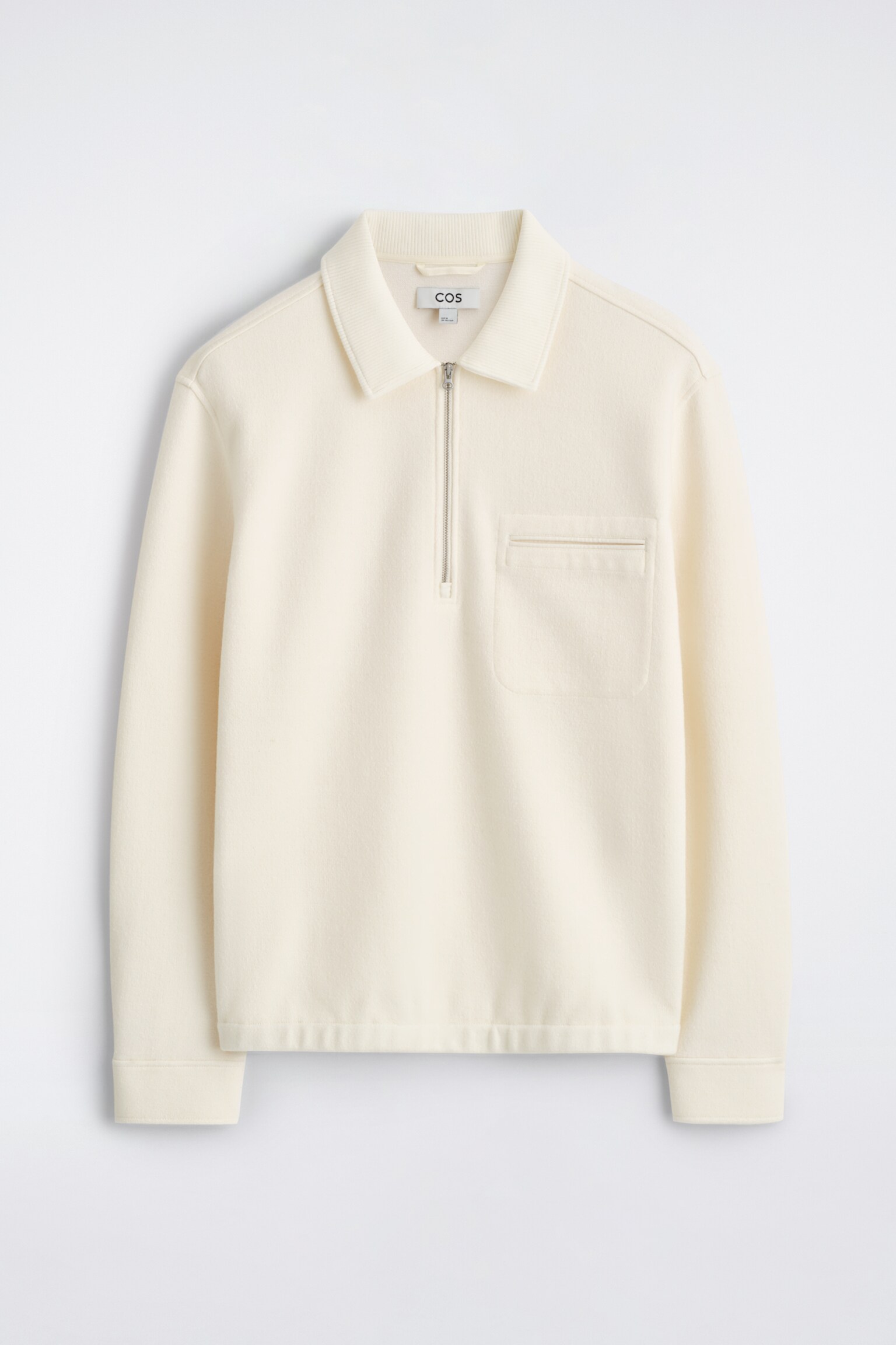 BOILED-WOOL ZIP-UP POLO JUMPER - CREAM/KHAKI/NAVY - 2