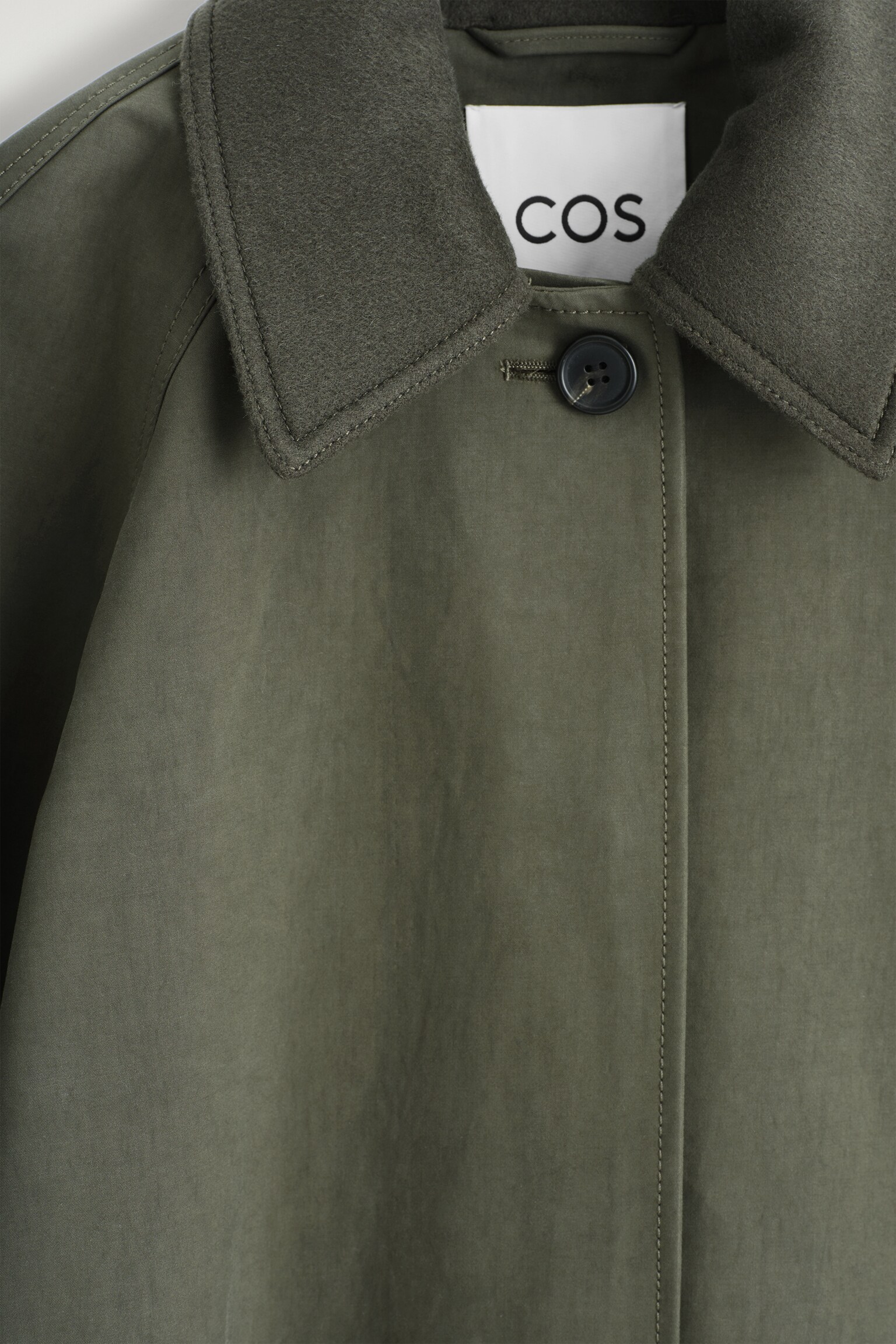WOOL-TRIMMED CAR COAT - DARK KHAKI - 3