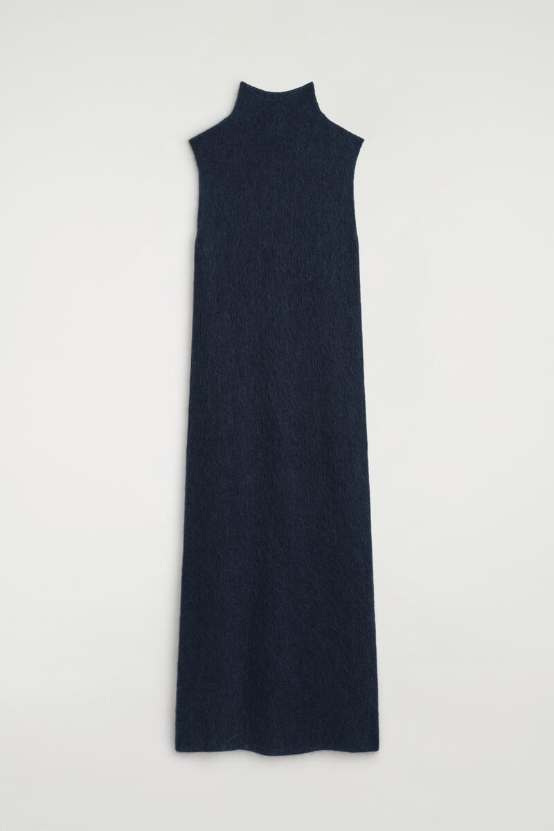 brushed Funnel-Neck Dress